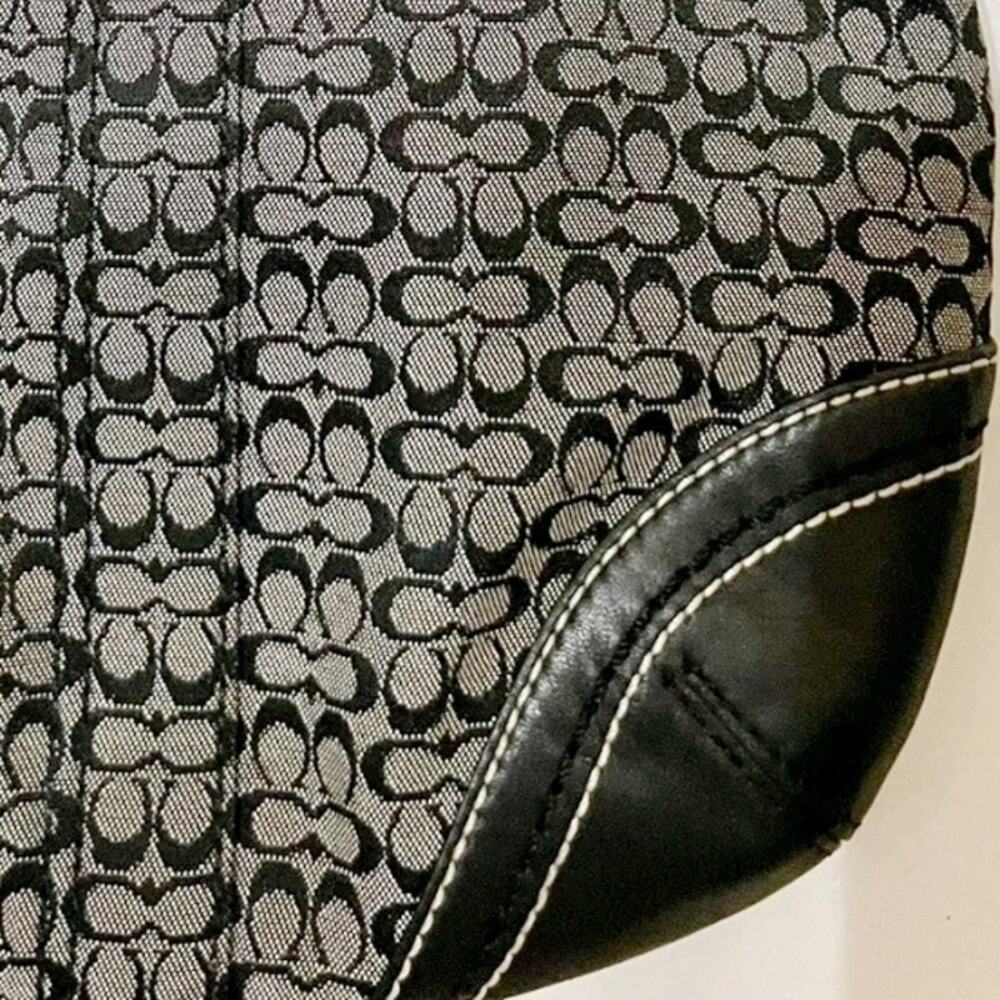 Coach Vintage Grey and Black Jacquard Signature Crossbody Bag Leather and Canvas - Picture 5 of 7